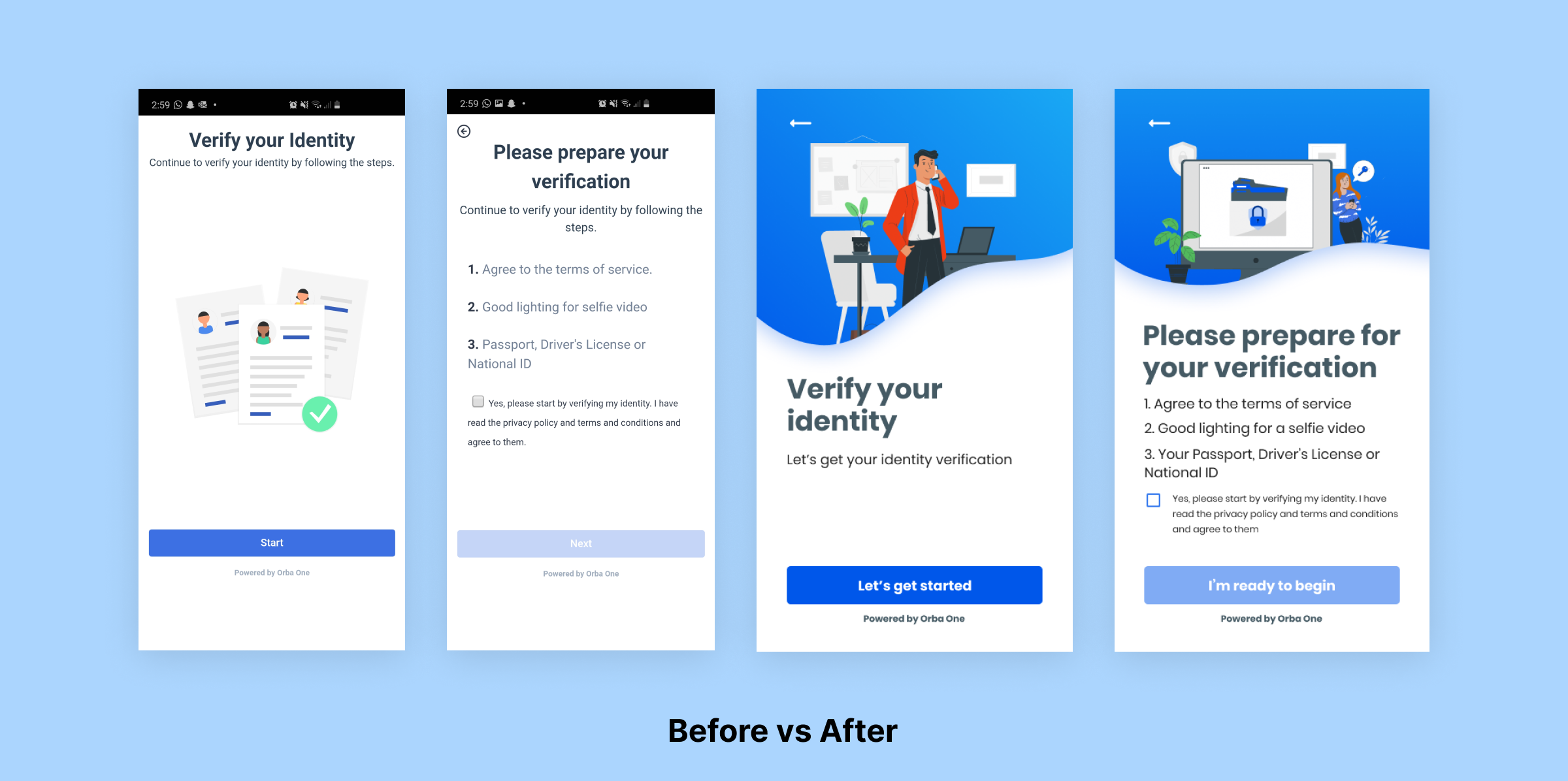 Mobile Onboarding Screens - Before and After